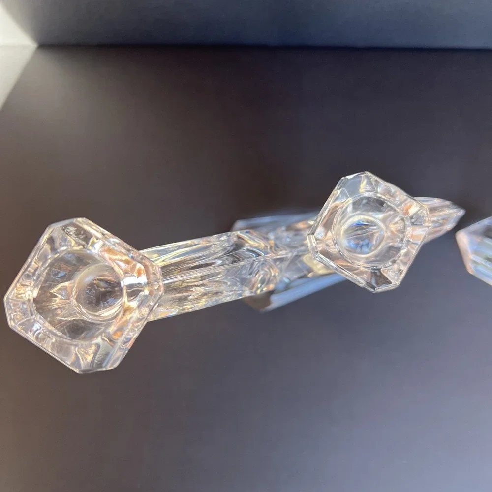Rattenberg Bleikristall German VTG Lead Crystal Double Wave Candle Stick Holders